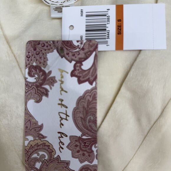 Band of the Free Ivory Blouse Women's Size S V Neck Long Sleeve Flowy Bohemian - Picture 7 of 7